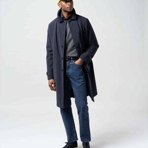 🛑 Uniqlo Navy Blue Blocktech Trench Coat - XS, fits oversized!
